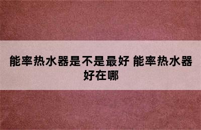 能率热水器是不是最好 能率热水器好在哪